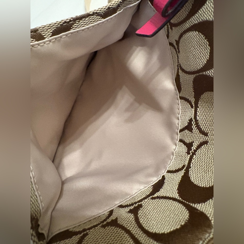 Coach Tan and Pink Monogram Crossbody Messenger Bag - Picture 5 of 7